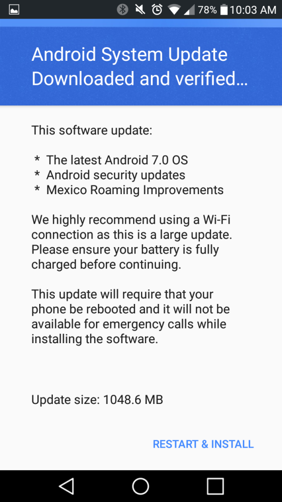 Android 7.0 update on LG Stylo 2