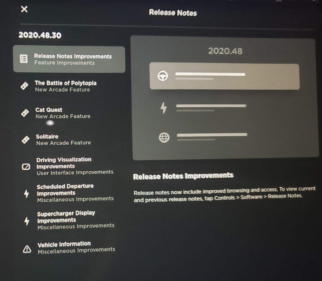 Tesla software version 2020.48.30 release notes