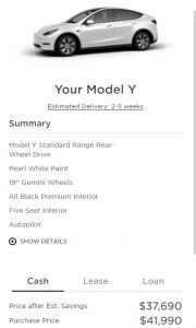 Tesla Model Y SR details
