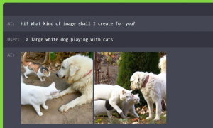 Large white dog and cats - AI Engine image generator using dall-e