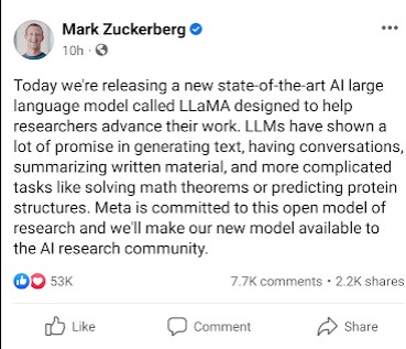 Meta announces LLaMA