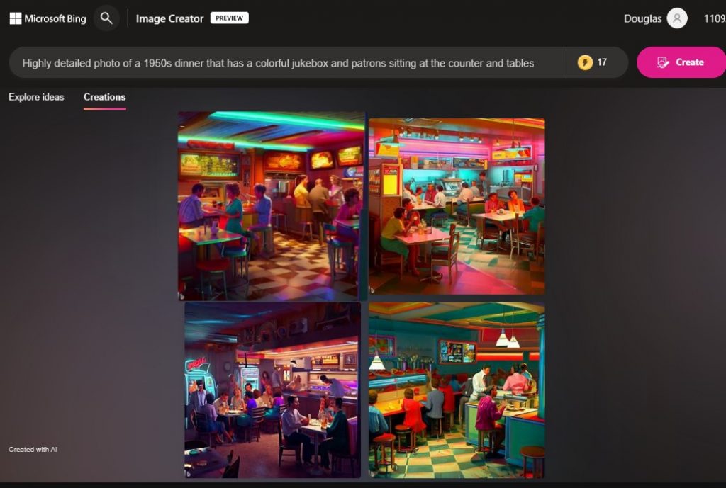 Bing Image Creator - 1950s diner
