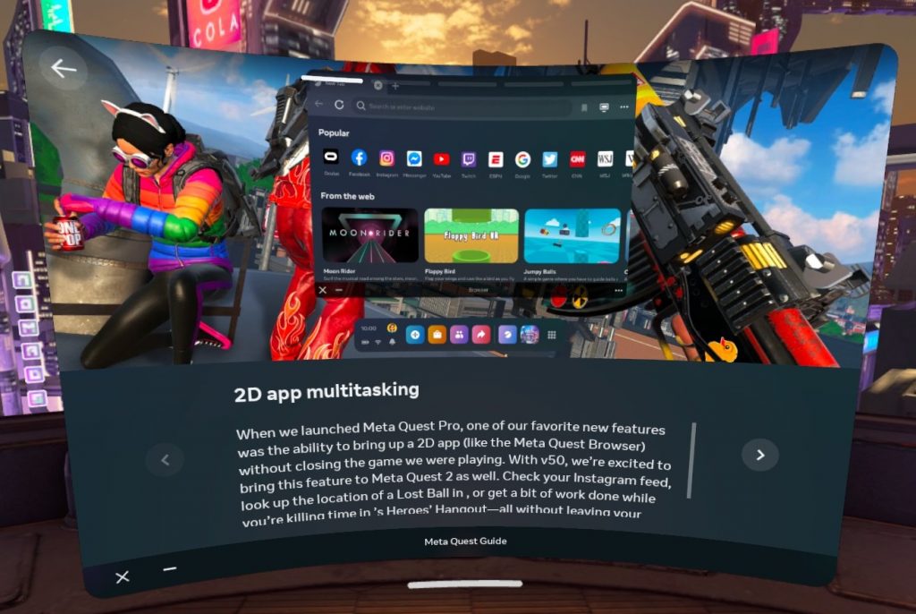 Meta Quest v50 includes 2D app multitasking