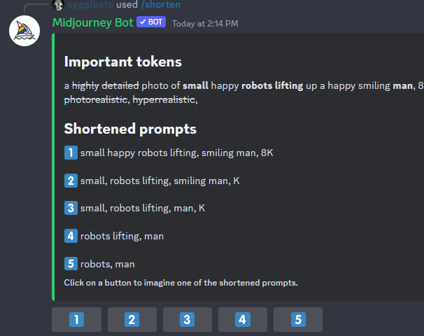 Midjourney 5.2 new feature - shorten prompt