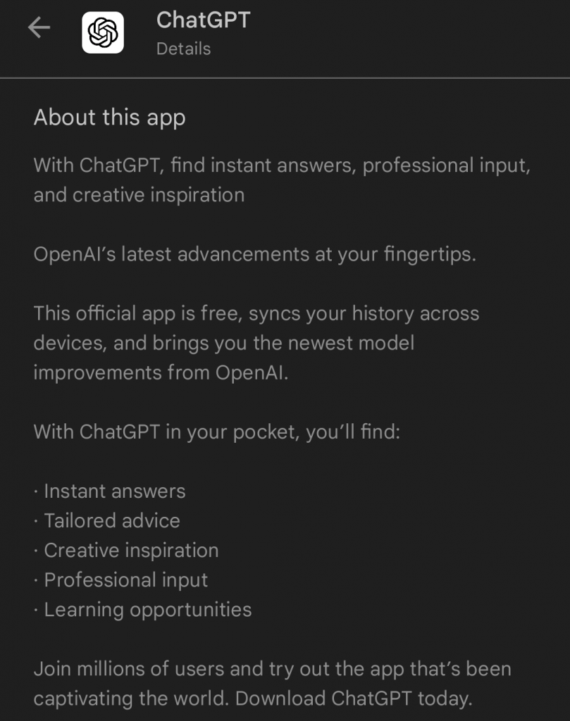 ChatGPT About app